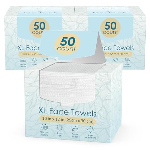 Fygrip 150 Count (3 Box) XL Disposable Face Towels 10” x 12”, 100% Viscose Fibre, Soft & Skin Friendly Face Towelettes Disposable, Facial Tissue Face Wipes for Women Cleansing