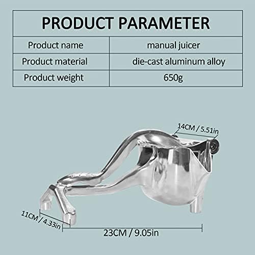 Lemon Squeezer Manual - Heavy Duty Metal - Aluminum Alloy - Single Press Hand - Robust Design - Anti corrosion,Lime Citrus fresh Fruit Orange Apple Juicers cocktail,Easy to Clean,Silver