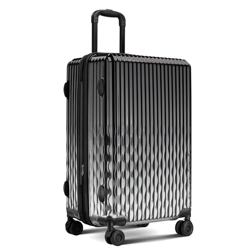 Image of Checked Luggage Hardside Suitcase with Spinner Wheels, 24in