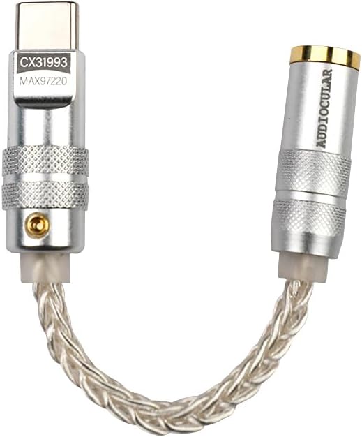 Concept Kart Audiocular D07 Dac & Amp HiFi USB C CX31993 DAC and MAX97220 Amplifier Chip Mini Audio Headphone Amp Adapter Dac Dongle Supports 32bit/384kHz with 3.5MM Headphones Outputs