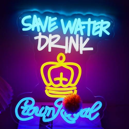 Balanar Save Water Neon Sign for Wall Decor Dimmable Whiskey Neon Sign for Man CaveParty Bars Home Decor Holiday Gifts12.2 * 14.1inch