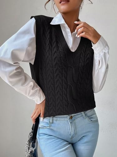 Image of Womens Sweater Vest Sleeveless Cotton Casual V Neck Pullover