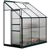 Outsunny Invernadero de Jardín de Aluminio y Policarbonato con Techo Ajustable Resistente a los Rayos UV para Huerto Jardinería 192x125x221 cm Transparente y Verde