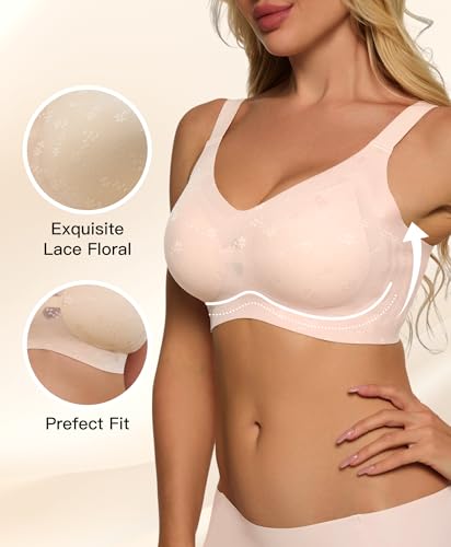 Image of Women's Minimizer Bra No Underwire Full Coverage Wireless Jelly Bra Plus Size Seamless T-Shirt Bra