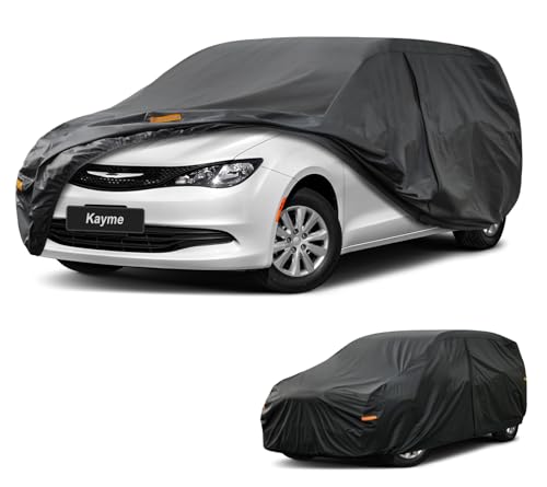 Image of Kayme 7 Layers Car Cover Custom Fit for Chrysler Voyager /Pacifica Minivan (1999-2025) Waterproof All Weather for Automobiles, Outdoor Full Cover Rain Sun UV Protection.Black