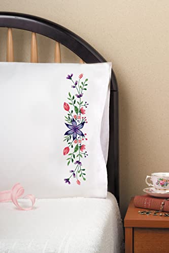 Tobin Stamped for Embroidery Pillowcase Pair 20"X30"-Star Flower, Weiß, 76 x 51 cm (Pack of 1) - Image 2