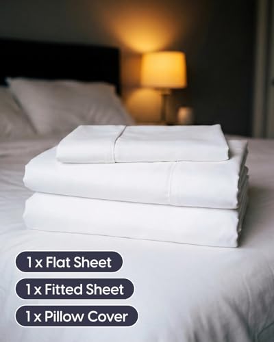 Image of Sleepy Town Twin Size Bed Sheets - 3 Piece - Twin Sheet Set - Extra Soft, Comfy & Cooling - Easy Care - Shrinkage, Wrinkle & Fade Resistant - Brushed Microfiber - Deep Pocket Bed Sheets (White)