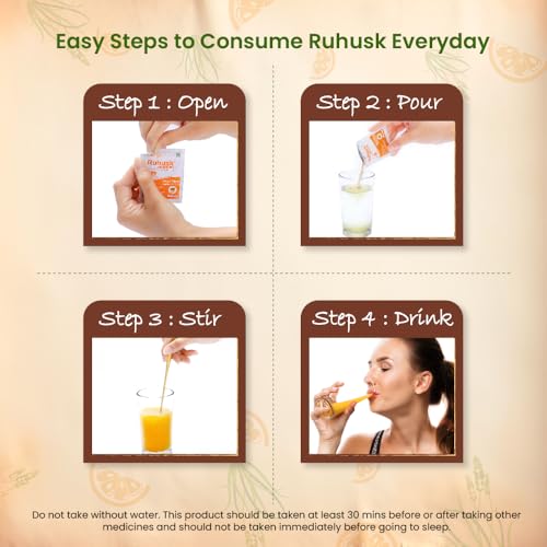 Image of Ruhusk Ispaghula /Isabgol Husk 3.5g Orange Flavour 30 Sachets | Constipation Relief & Digestive Health | Natural Fiber Supplements