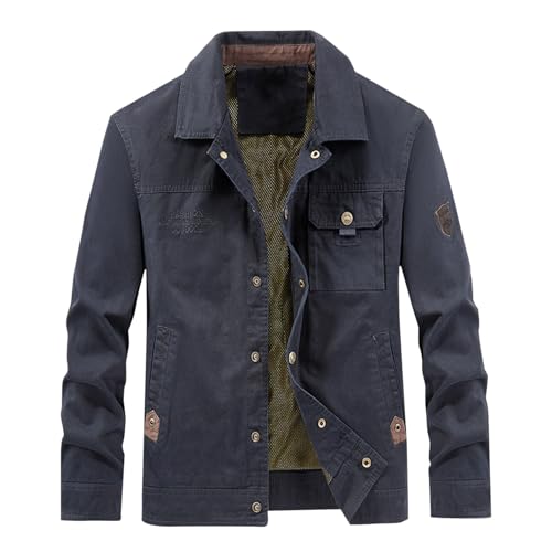Chaquetas Primavera Hombre, Chaquetas Cargo Casuales para Hombre Abrigo Exterior con Múltiples Bolsillos Impermeable y Ligero