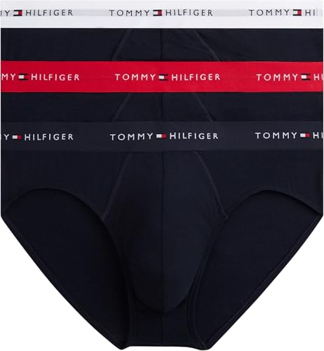 Tommy Hilfiger Herren 3er Pack Unterhosen Hip Briefs mit Logobund, Mehrfarbig (Primary Red/White/Desert Sky), XXL – Ansicht 1