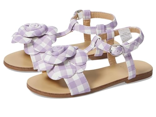 Janie and Jack Girl's Gingham Flower Sandal (Toddler/Little Big Kid) Flat
