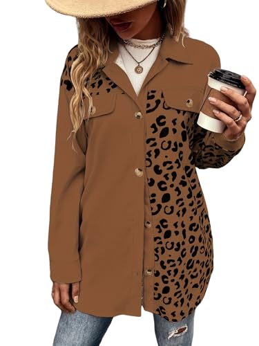 Chaqueta Tipo Camisa para Mujer, Informal, con Botones, De Manga Larga, Tipo Sobrecamisa, Estilo Boyfriend, Abrigos, Chaqueta con Estampado De Leopardo, Tops, Cárdigan De Otoño, Prendas De Vestir