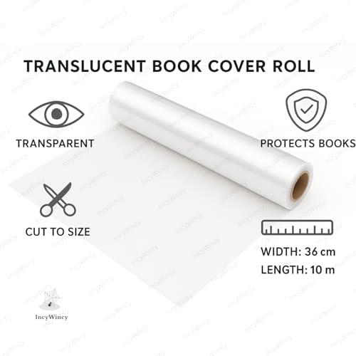 Image of Translucent Milky Frosty Plastic 10 Mtrs Book Cover Rolls (Pack of 2) | 36 cm Wide Protective Covers for Notebooks & School Books (Each Roll 10 Meters)