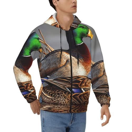 Sweat à capuche zippé imprimé canard EdWal en coton doux