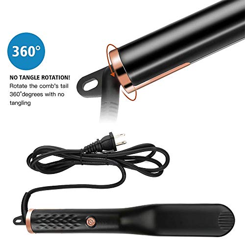 Peine para peinar masculino multifuncional eléctrico para alisar y rizar cabello, de uso dual para rizos y alisado parcial, artefacto para permanentes esponjadas miniatura 4