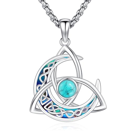 Pentagram/Sun Moon/Celtic Witches Knot/Santa Muerte/Triple Moon Goddess/Hecate Necklace Sterling Silver Magic Wiccan Pagan Amulet Jewelry for Women Men