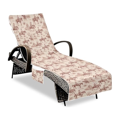 Funda para diván de estilo vintage, color beige, suave, absorbente, con bolsillos, para viajes al aire libre, para tomar el sol, 85 x 30 pulgadas