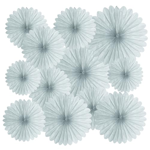 Image of 20 Pcs Gary Hanging Paper Fan, Hanging Honeycomb Round Paper Fans for Weddings, Birthdays, Christmas, Baby Showers, Classroom, Events Ceiling Party Supplies Decorations