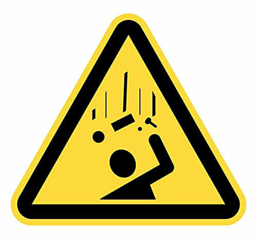 Señal Adhesiva Advertencia Riesgo Caída de Objetos 5 uds de 15 cm Pegatina Triangulo Amarillo Señalización Peligro (15 cm, Caída de Objetos)