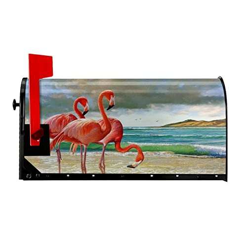 Couverture aimantée pour boîte aux lettres étanche motif flamants roses