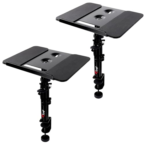 Soporte para monitor de estudio negro inclinable con pinza de mesa