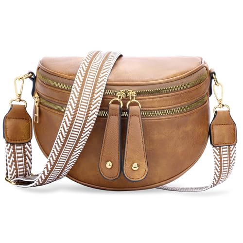 Image of KKXIU Crossbody Sling Bag for Women Trendy Fanny Pack Vegan Leather Chest Bag | Trendy
