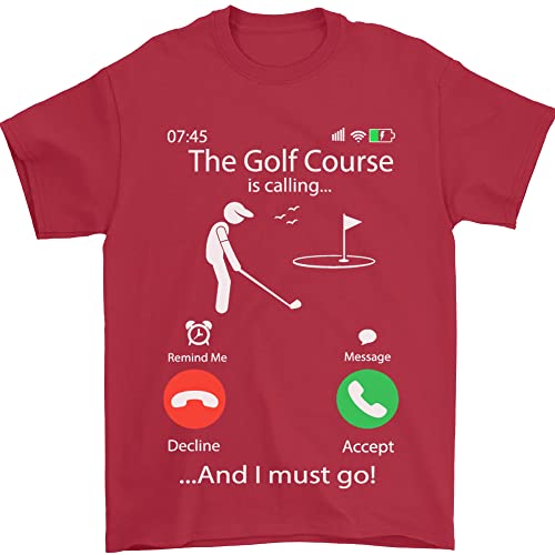 Golf is Calling Golfer Golfing Funny Mens T-Shirt 100% Cotone, Rosso, XL