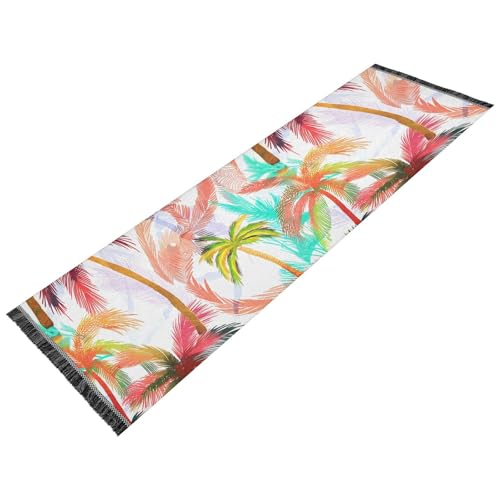 Palm Trees Colorful Tropical Runner Rug for Hallways Kitchen Rugs Washable Rug for Hardwood Bedroom Entryway 72 * 23.5 in