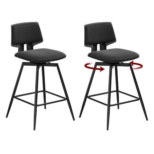 WOLTU Tabourets Bar Lot de 2, Chaises Bar Pivotantes à 360°, avec Dossier et Repose-Pieds, Structure Métallique, pour Cuisine, Cafétéria, Bistro, en Velours Ras,...