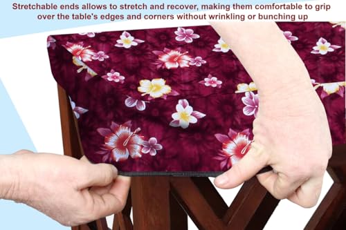 Image of The Furnishing Tree Elastic Rectangular Center Tpoy Table Cover WxL 18x48 in Inches Polyester Floral Pattern Red