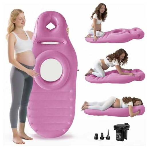 FNFZLF Pregnancy Mattress with Hole - Inflatable Full Body Maternity Bed for Stomach Sleeping, Back Pain Relief - Includes Electric Pump (Pink)