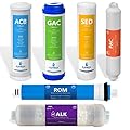 Express Water – 6 Month Alkaline Reverse Osmosis System Replacement Filter Set – 6 Filters with 100 GPD RO Membrane – 10 inch Size Water Filters