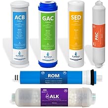 Express Water 6 Month Alkaline Reverse Osmosis System Replacement Filter Set 6 Filters with 100 GPD RO Membrane 10 inch Size Water Filters