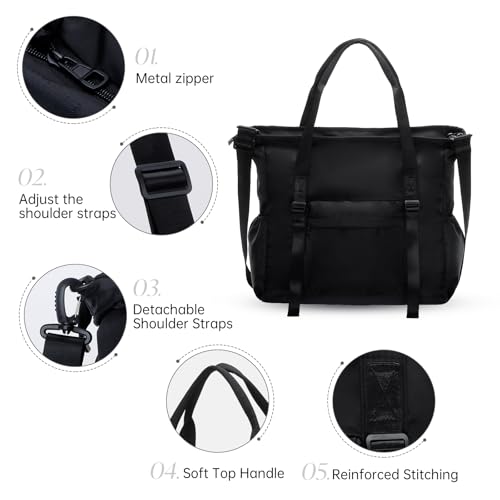 Bolso tote grande de nailon para mujer, ligero, con correa desmontable, para uso diario, trabajo, universidad y viajes miniatura 5