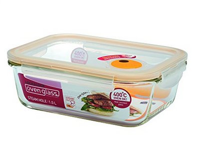 LocknLock LOCK & LOCK Purely Better Glass Food Storage Container with Steam Vent Lid, Rectangle-34 oz, Clear