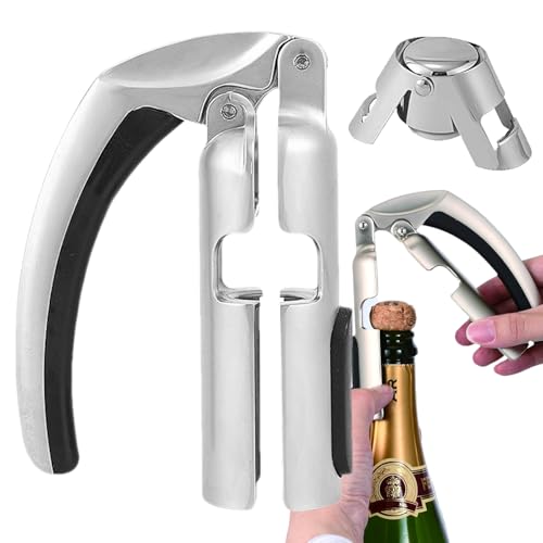 Abridor de corcho, abridor de botellas de champán, aleación de zinc duradera con ABS grueso, herramienta de corcho de champán fácil de tirar, botella de vino portátil, herramienta de bar de vino