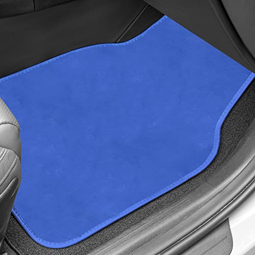 Image of FH Group Universal Fit Full Set Doe16 Faux Rabbit Fur Automotive Floor Mats Fits Most Cars, SUVs, Trucks and Vans Blue