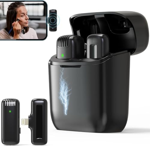 Image of GADGETSWEAR J13 Dual Wireless Lavalier Microphone, Noise Cancelling Clip-On Mic for YouTube, Vlogging, Interviews, Singing, Compatible with Android (Type-C), iPhone, DSLR & Camera