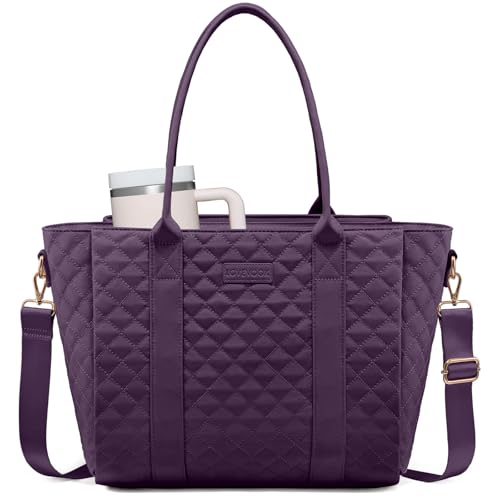 Image of LOVEVOOK Teacher Tote Bag for Women, Quilted Work Tote Nurse Laptop Bag, Large Computer Shoulder Bags with Zipper for Travel