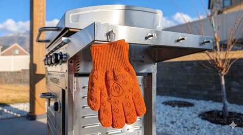 Image of Grill Armor Oven Gloves with Fingers - 932F Heat, Fire & Cut Resistant Mitts for BBQ, Grill, Cooking, Grilling, Baking, Smoker & Fire Pit