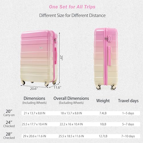 Image of 3 Piece ABS Hardshell Suitcase Sets - Lightweight, Tough & Scratch-Resistant