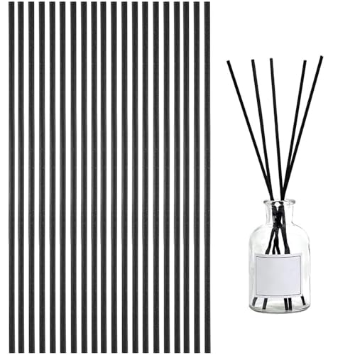 FTXRV 20 Bâtonnets Diffuseur de Parfum en Fibre, Tiges de Rechange Noires pour Huiles Essentielles, Accessoire Aromathérapie pour Maison et Bureau, 30cm x 4mm
