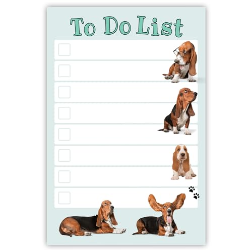 Image of DAILY RITMO Basset Hound Sticky to-Do List Notepad | Dog Mom Gifts for Women | Basset Hound Stationery Pad 4x6 inch 50 Pages Made in USA | Christmas, Birthday Gift