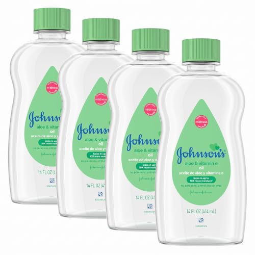 Johnson's Baby Johnson &amp; Johnson Baby Oil, Aloe Vera &amp; Vitamin E, Multicolor, 14 Fl Oz (Pack of 4)