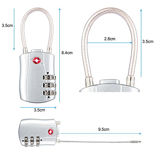 Diyife TSA Luggage Locks, [Newest Version][2 Packs] 3-Digit Security Padlock, Combination Padlocks, Code Lock for Travel Suitcases Luggage Bag Case etc. Silver