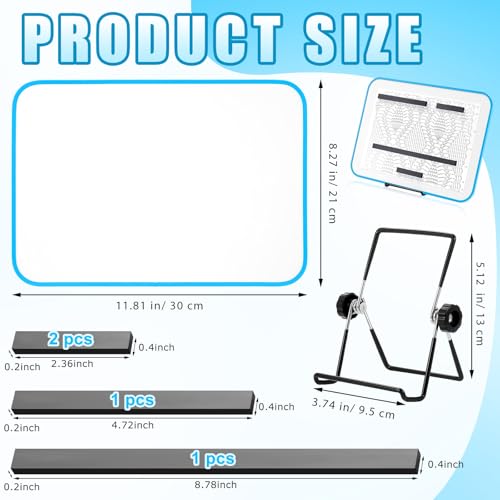 Image of Flutesan 8 x 12 Inches Knitting Pattern Holder with 4 Replacement Magnets Knitting Chart Keeper Magnetic Board Cross Stitch Supplies for Crochet(Blue Border)