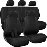 OxGord 10 Piece Seat Cover Set for Car, Truck, SUV, Van, Pickup (Cloth, Solid Black)