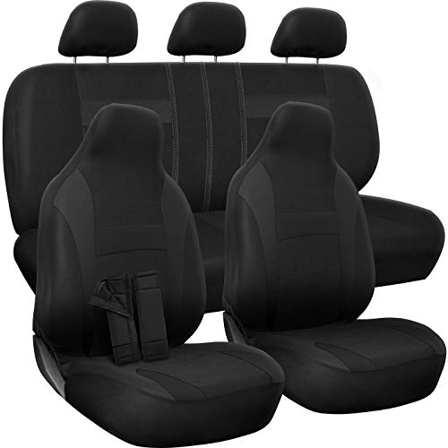 OxGord 10 Piece Seat Cover Set for Car, Truck, SUV, Van, Pickup (Cloth, Solid Black)