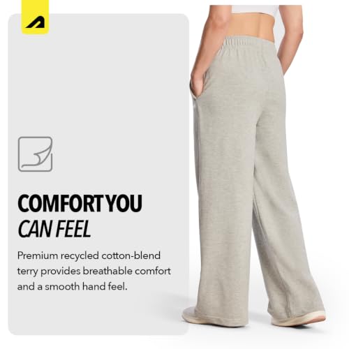 Image of Boldfit Wide Leg Track Pants for Woman, Cotton Blend High Waist Sweatpants with Adjustable Drawstring, Breathable Relaxed Fit Lounge Pants with Side Pockets for Yoga, Gym, Travel & Casual Wear