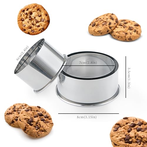 3PCS Cookie Cutters, COKUMA Biscuit Cutter Tools, Stainless Steel Round Cookie Cutter, Donut Cutter Ring Molds for Baking (3.2in 2.8in 2.4in) - Thumbnail 2